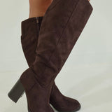 Briar Knee-High Boot - Brown Suede