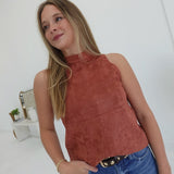 Selma Suede Top - Marsala