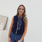 Claude Sleeveless Sweater - Navy