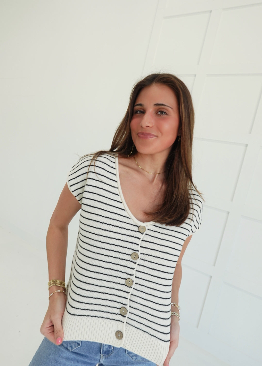 Lela Cardigan Top - Cream