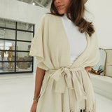 Aspen Fringe Kimono - Oatmeal