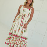 Tallula Midi Dress - Light Khaki Multi