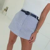 Piper Seersucker Skort - Navy