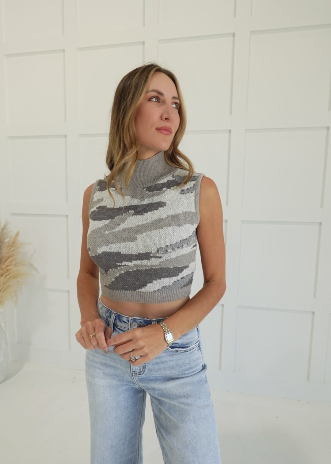 Valley Camo Sweater Top