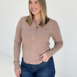 Take A Hint Ribbed Knit Top - Taupe *CM