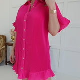 Plissy Pleated Dress - Pink