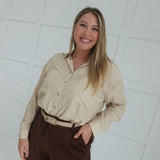 Clocked In Button Down Shirt - Lt Khaki