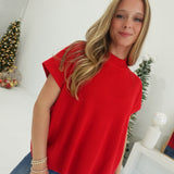 Basic Boxy Sweater - Ruby