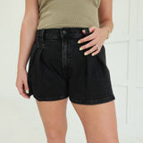 Goin' Solo Pleated Shorts - Washed Black