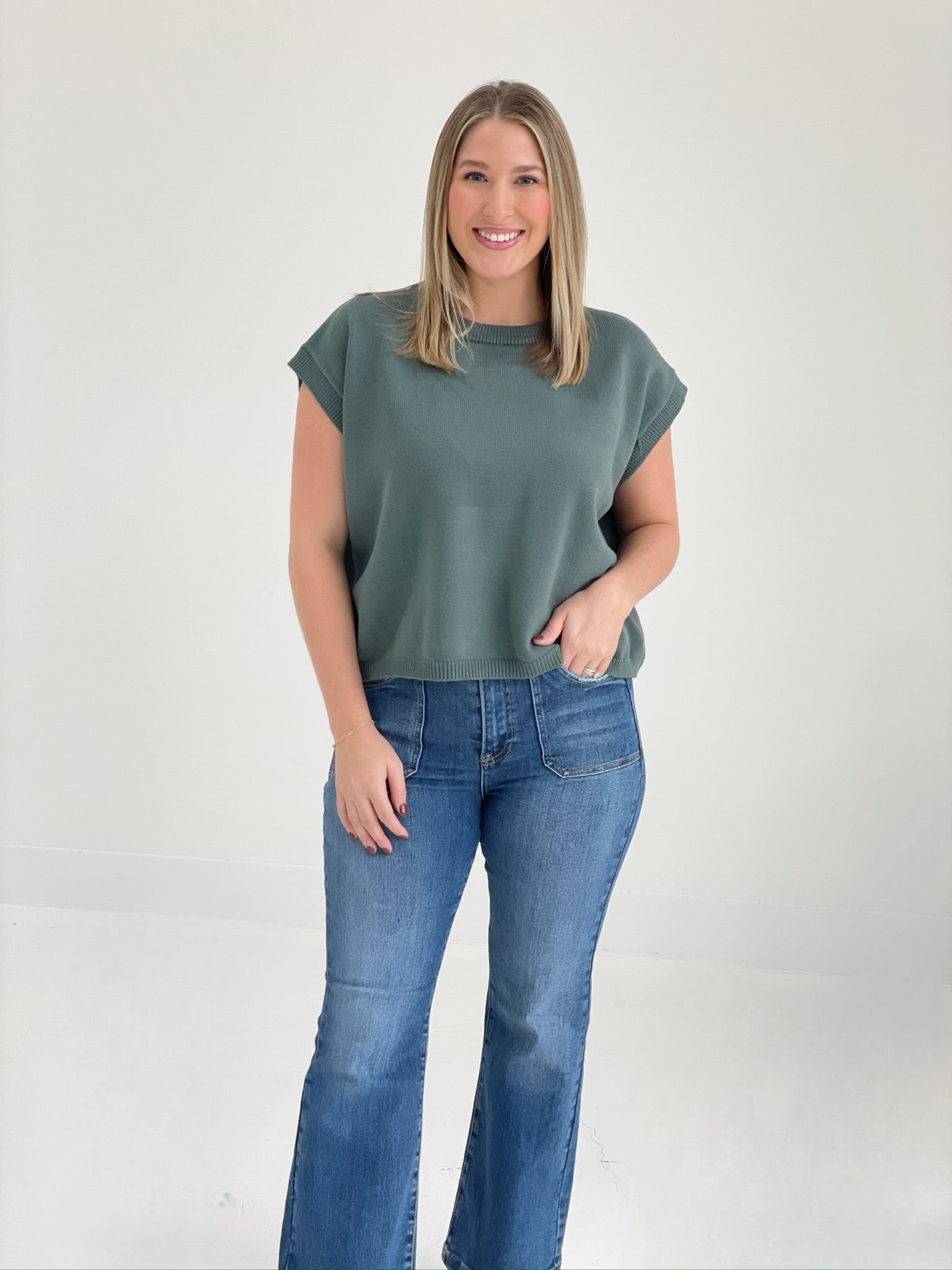 Quincy Sweater Top - Ash Jade