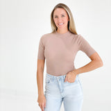 Sessums Mockneck Top - Light Taupe