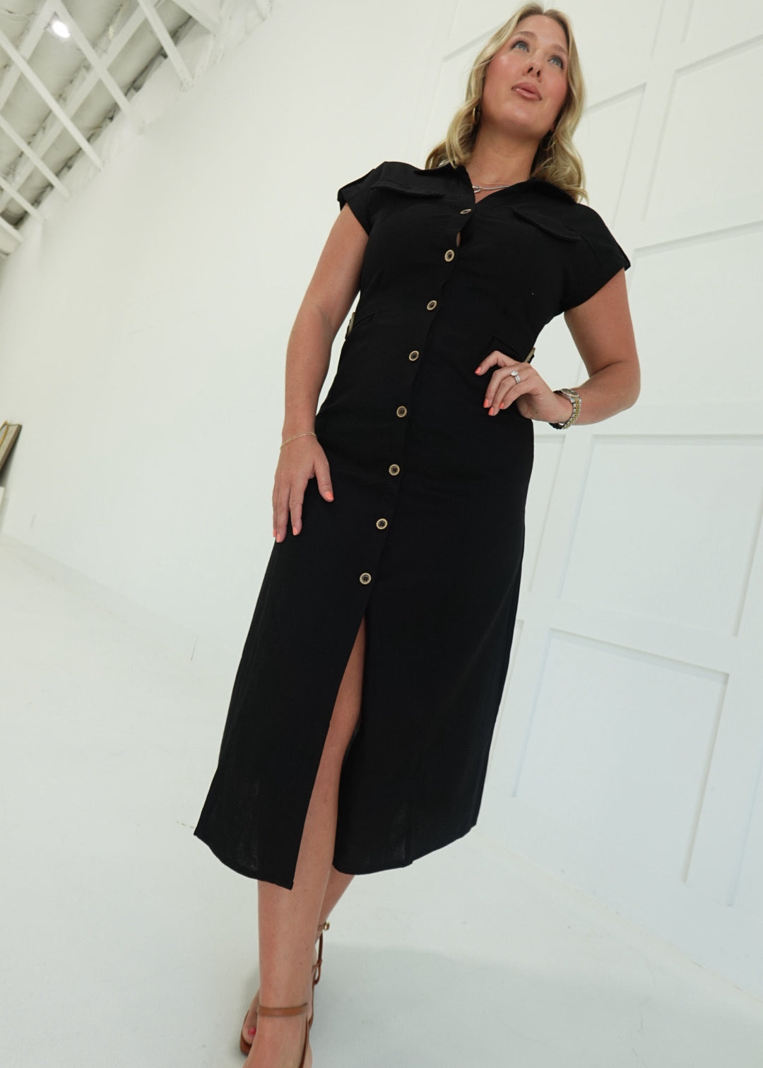Side Streets Midi Dress - Black