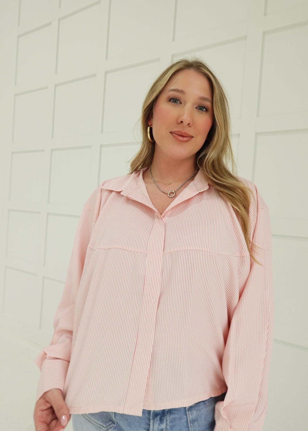 Iris Cropped Shirt - Pink