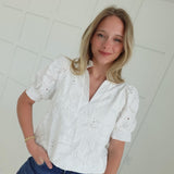 Adaline Embroidered Blouse - White