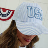 Pinstripe Trucker Hat - USA Patch