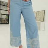 Willow Embroidered Pants - Denim