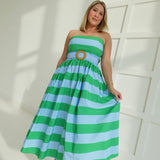 Nantucket Summer Midi Dress - Green/Blue