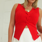 Entangled Sweater Top - Red