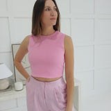 Selma Crop Top - Lt Pink