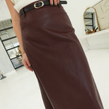 Collins Leather Skirt - Burgundy
