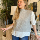 Kelly Contrast Top - Grey