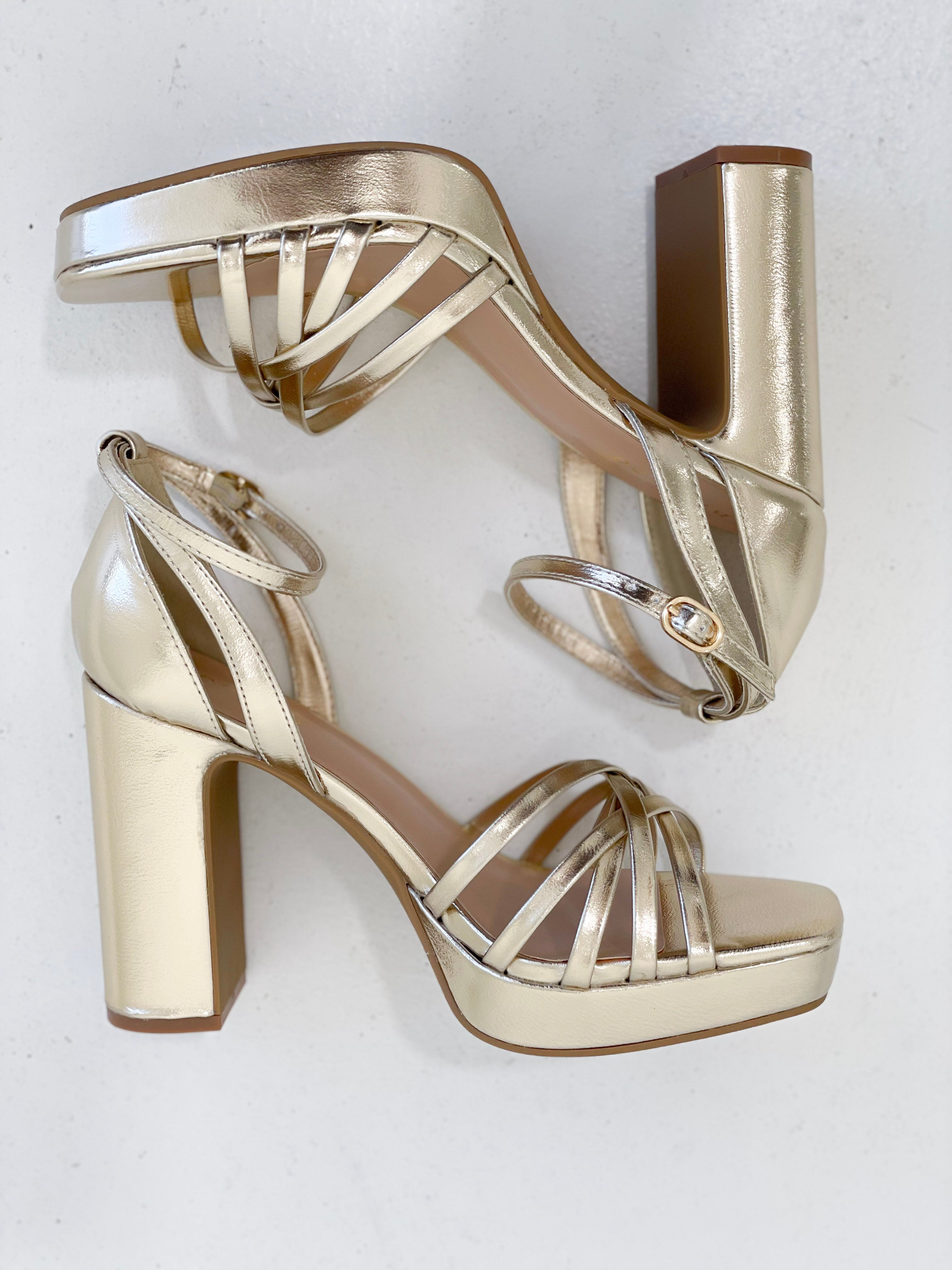 Strapped Out Heel - Gold