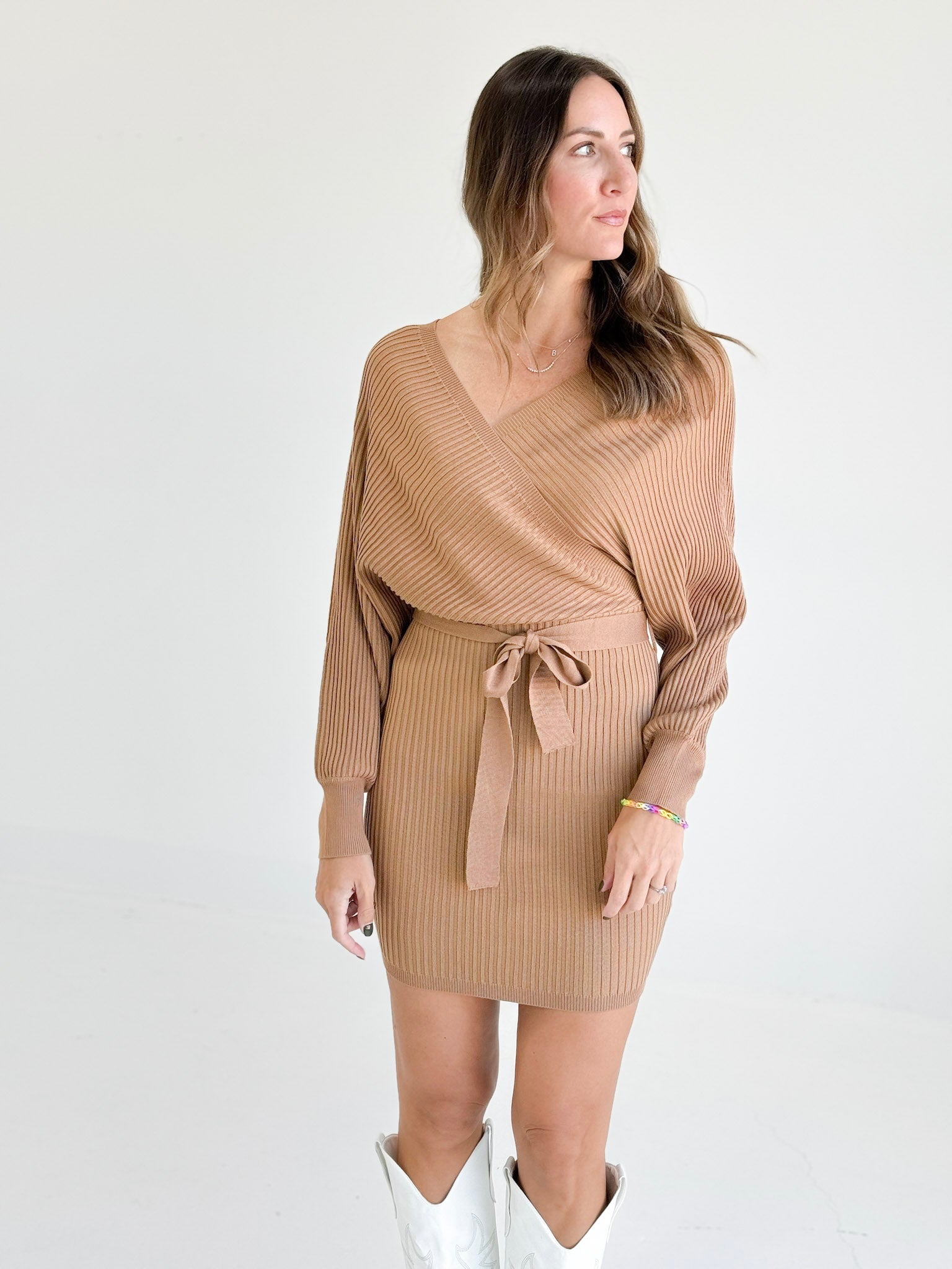 Elethia Sweater Dress - Camel