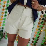 Natalie High Waisted Shorts - Ecru