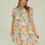 Seasonal Bloom Mini Dress - Blue