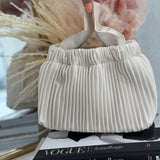 Pleated Crossbody Shoulder Bag - Off White
