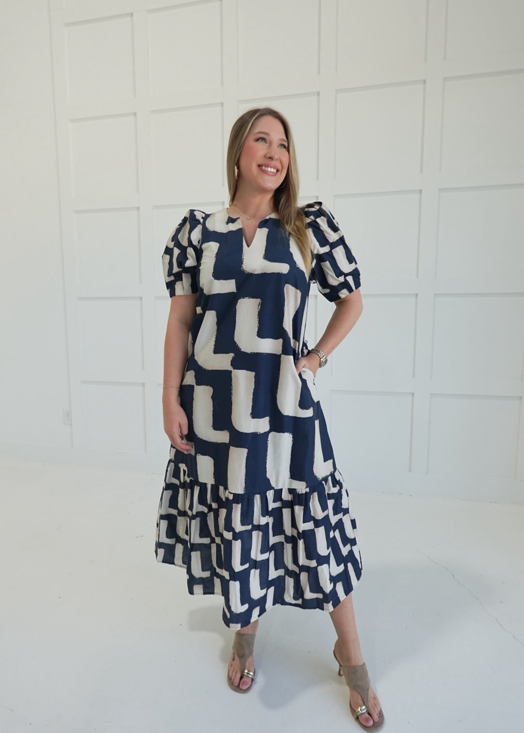 Tremor Midi Dress - Navy