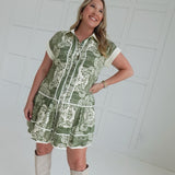 Lost In Your Maze Mini Dress - Olive