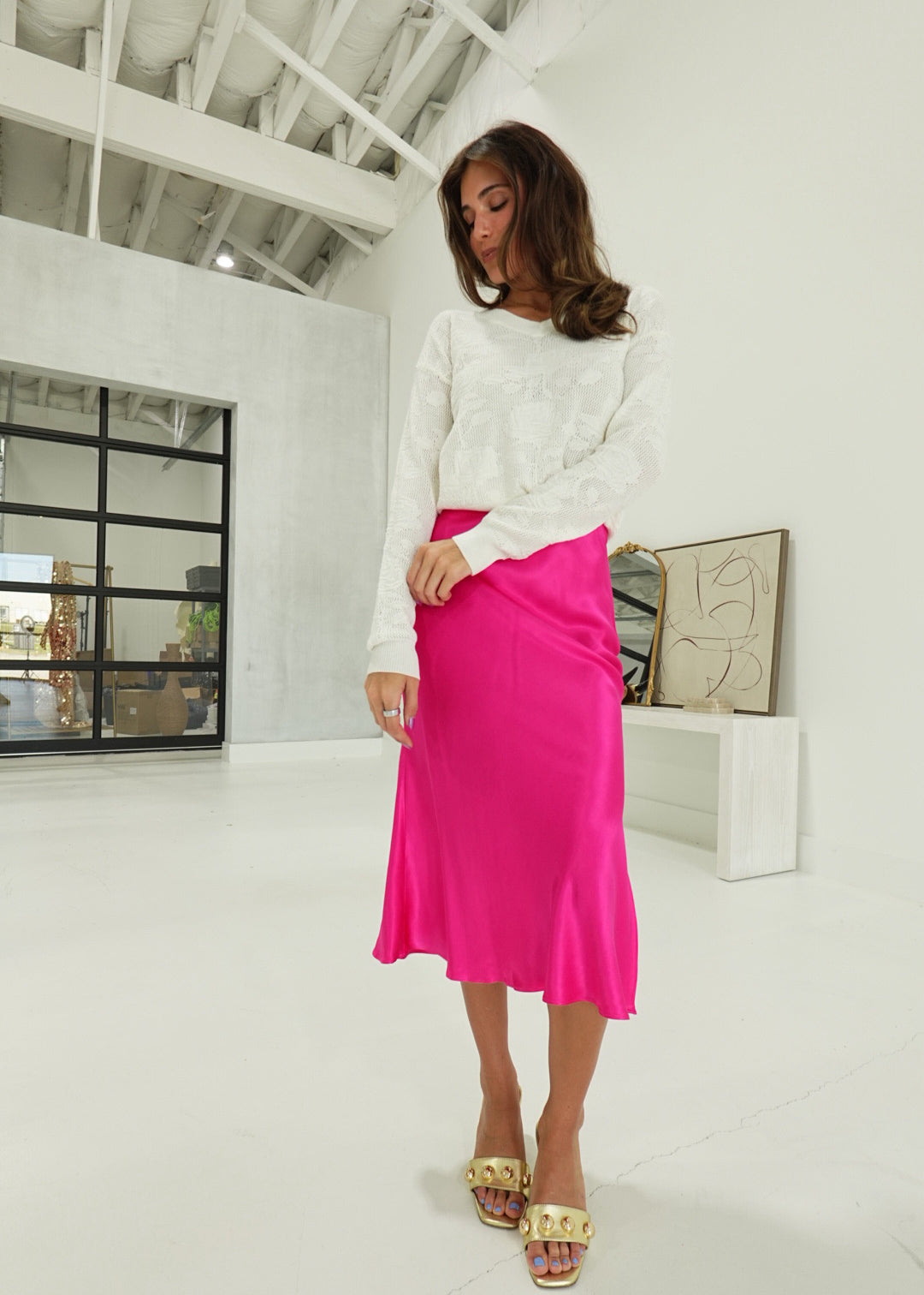 WOW Factor Midi Skirt - Fuchsia