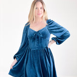 Ella Velvet Dress - Teal