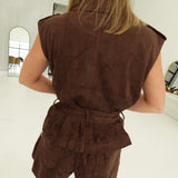 Double Down Vest Set - Brown