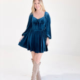 Ella Velvet Dress - Teal