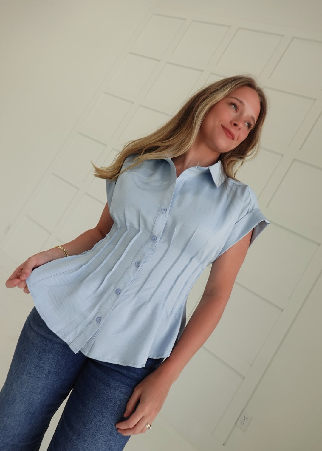 Naomi Corset Top - Light Blue