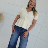 Carolinas Peplum Top - Cream