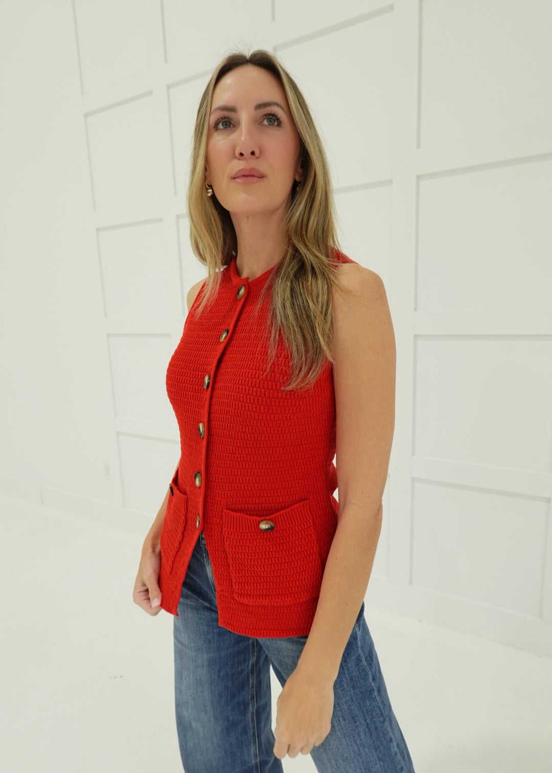 Camille Knit Top - Red