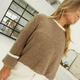 Knitty Contrast Sweater - Khaki