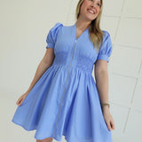 Inquiring Smock Waist Dress - Chambray