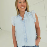 Skylar Ruffle Top - Sky Blue