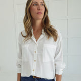 Clocked In Button Down Shirt - White