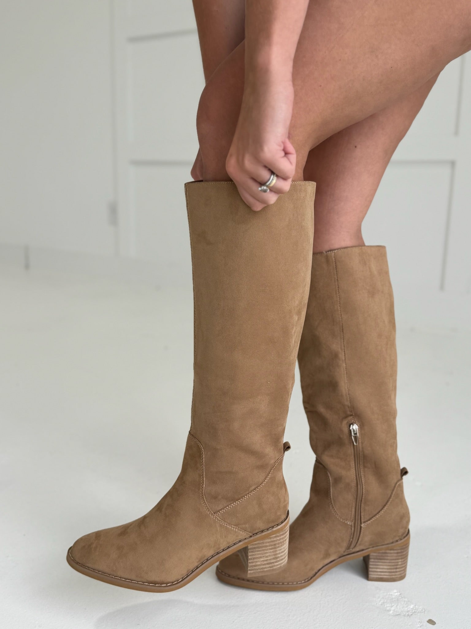 Tessie Tall Suede Boot - Apricot
