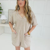 Easy Way Out Romper - Taupe