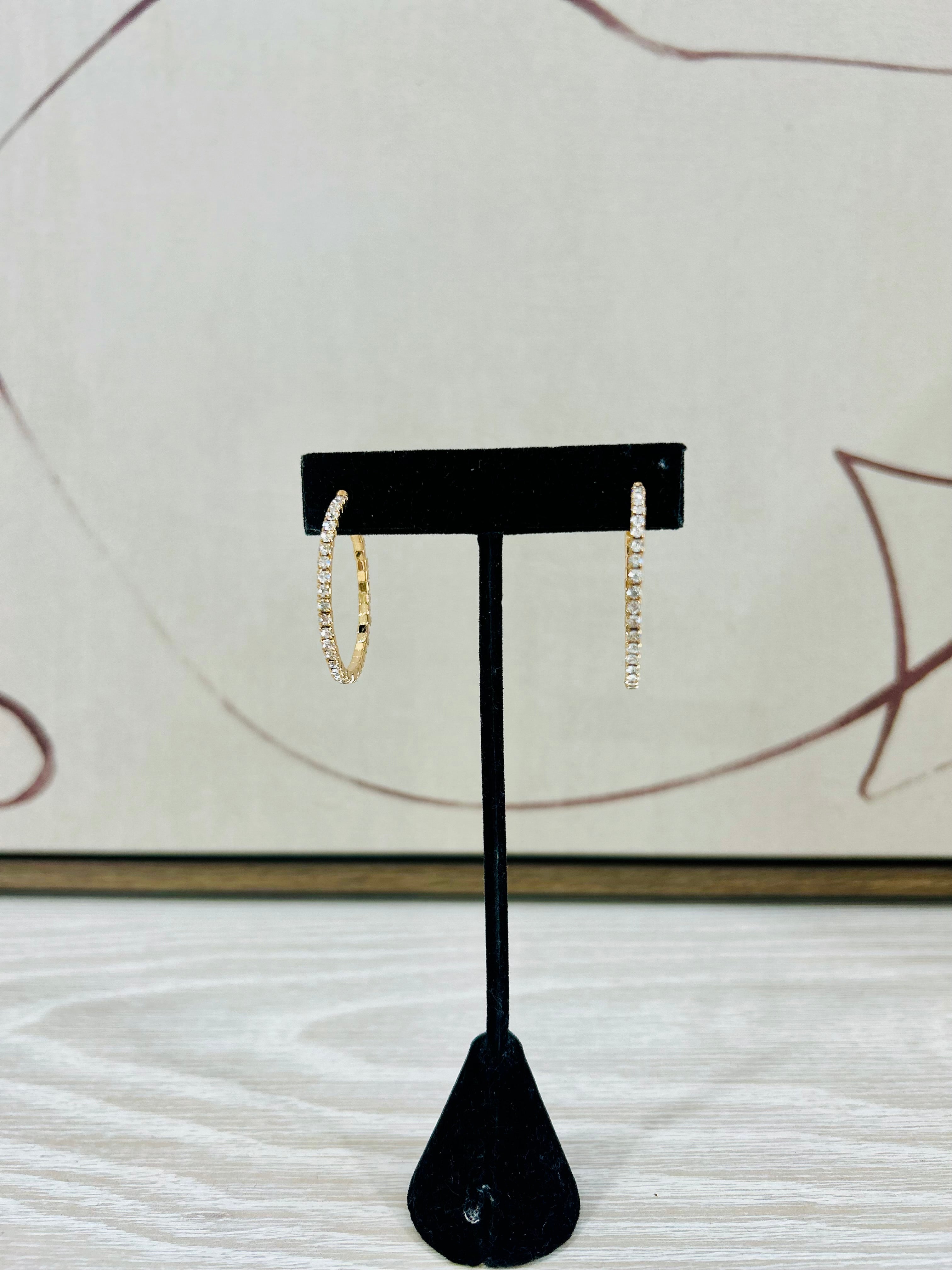 Rhinestone Paved Hoops - 30mm