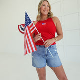 Beaded Flag Tank - Red