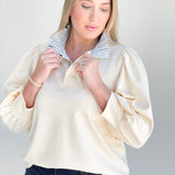 Augusta Half Button Top - Cream