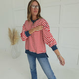 Joneses Striped Pullover - Red/Cream