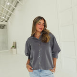 Charlisa Ruffle Blouse - Grey